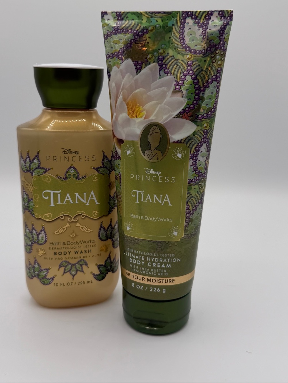Bath & Body Works Tiana Green and Gold Body Wash & Cream Set